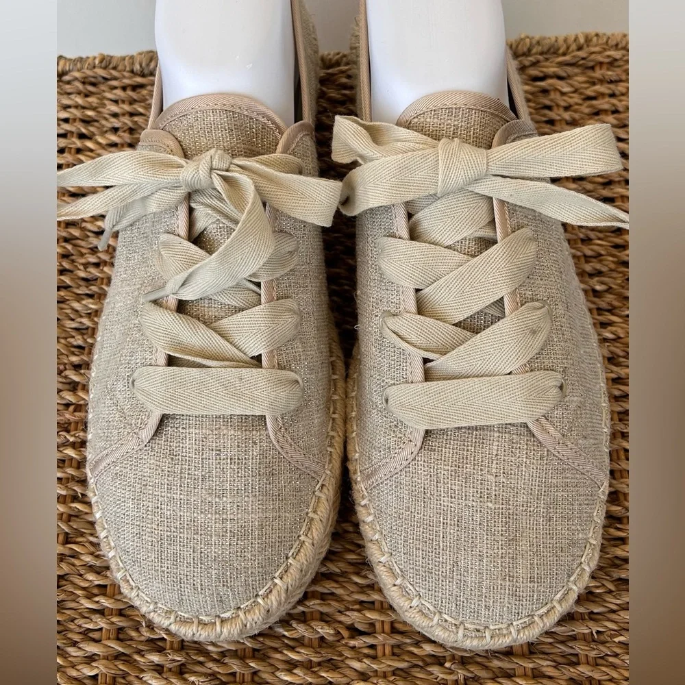 Circus by Sam Edelman Lace Up Espadrille‎ Flats Beige Size 10M